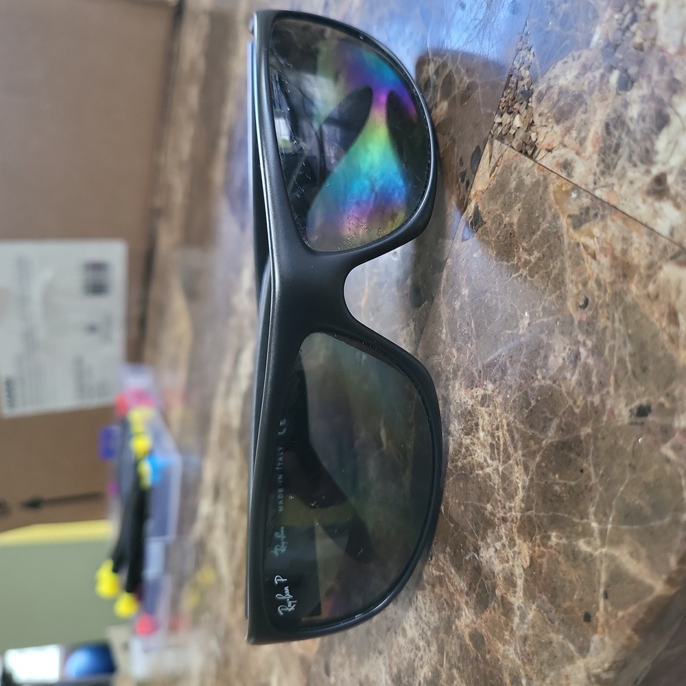 RAY-BAN RB4046 W3332 3P MATTE-BLACK POLARIZED SPORT WRAPS SUNGLASSES
